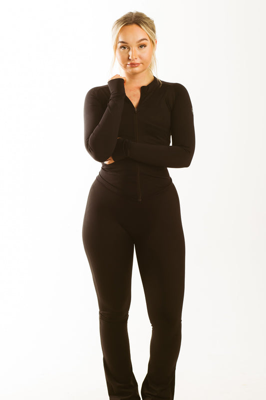 COSTELLO BLACK HIGH WAISTED FLARED YOGA PANTS